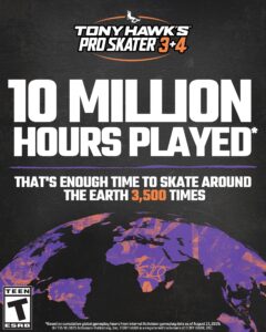 Tony Hawk’s Pro Skater 3 + 4 ultrapassa 10 milhões de horas jogadas e recebe atualização importante
