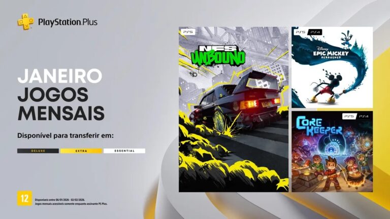 PlayStation Plus Essential inicia 2026 em alta com Need for Speed Unbound e mais dois jogos