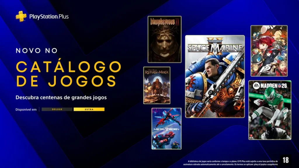 PlayStation Plus Extra e Deluxe recebem novos jogos em março, incluindo Warhammer 40,000: Space Marine 2 e Persona 5 Royal