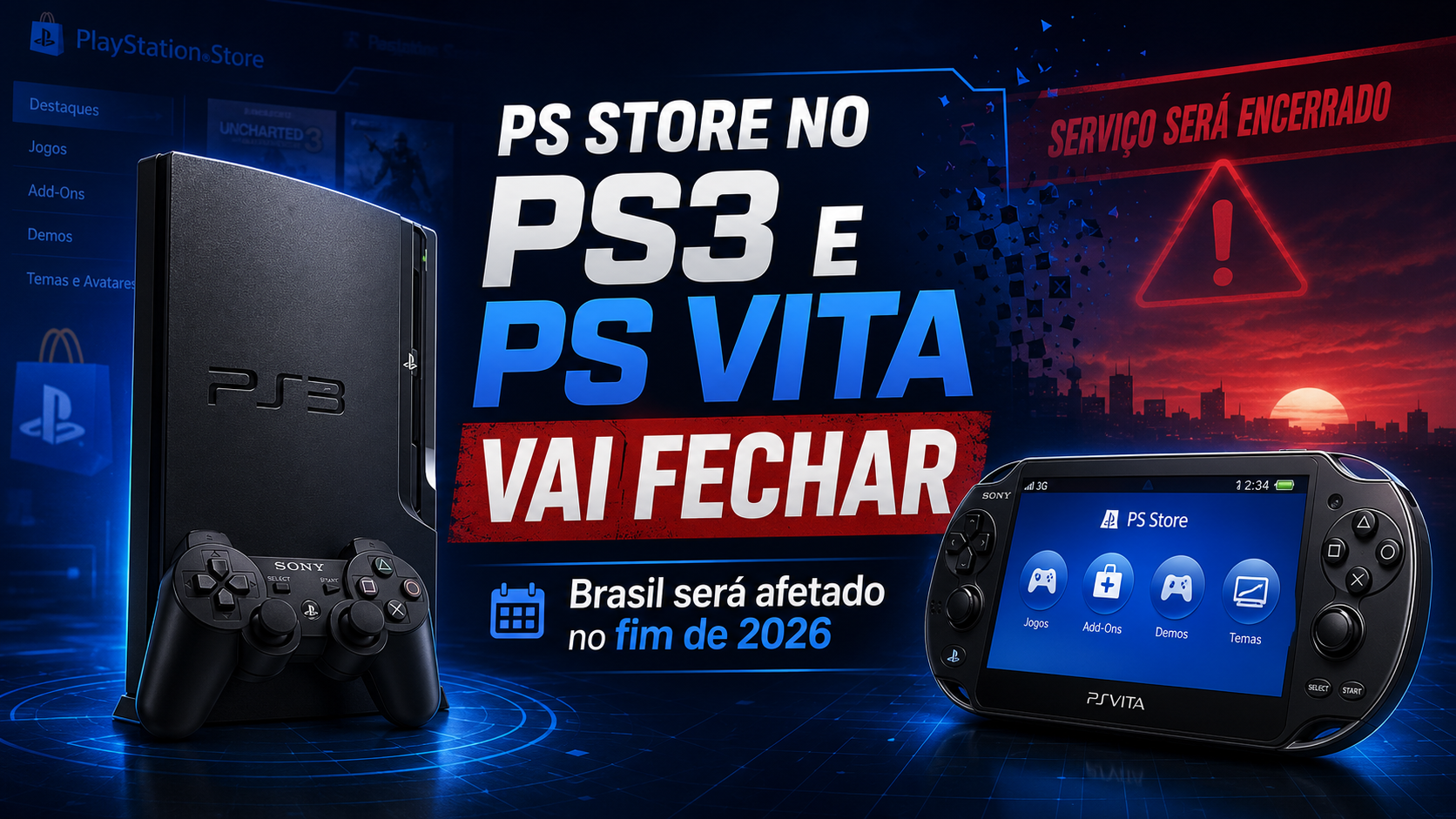 PlayStation Store do PS3 será encerrada no Brasil no fim de 2026; PS Vita também será afetado em 2027