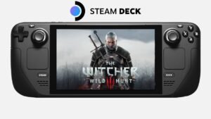 The Witcher 3 Remastered rodando liso no Steam Deck.