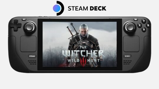 The Witcher 3 Remastered rodando liso no Steam Deck.